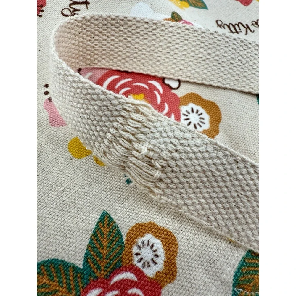Hello Kitty‎ Floral Canvas Tote Bag w/ Pin Badge 13x10x6 Sanrio 2024